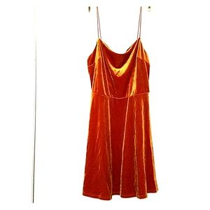 Orange Velour Skater Dress